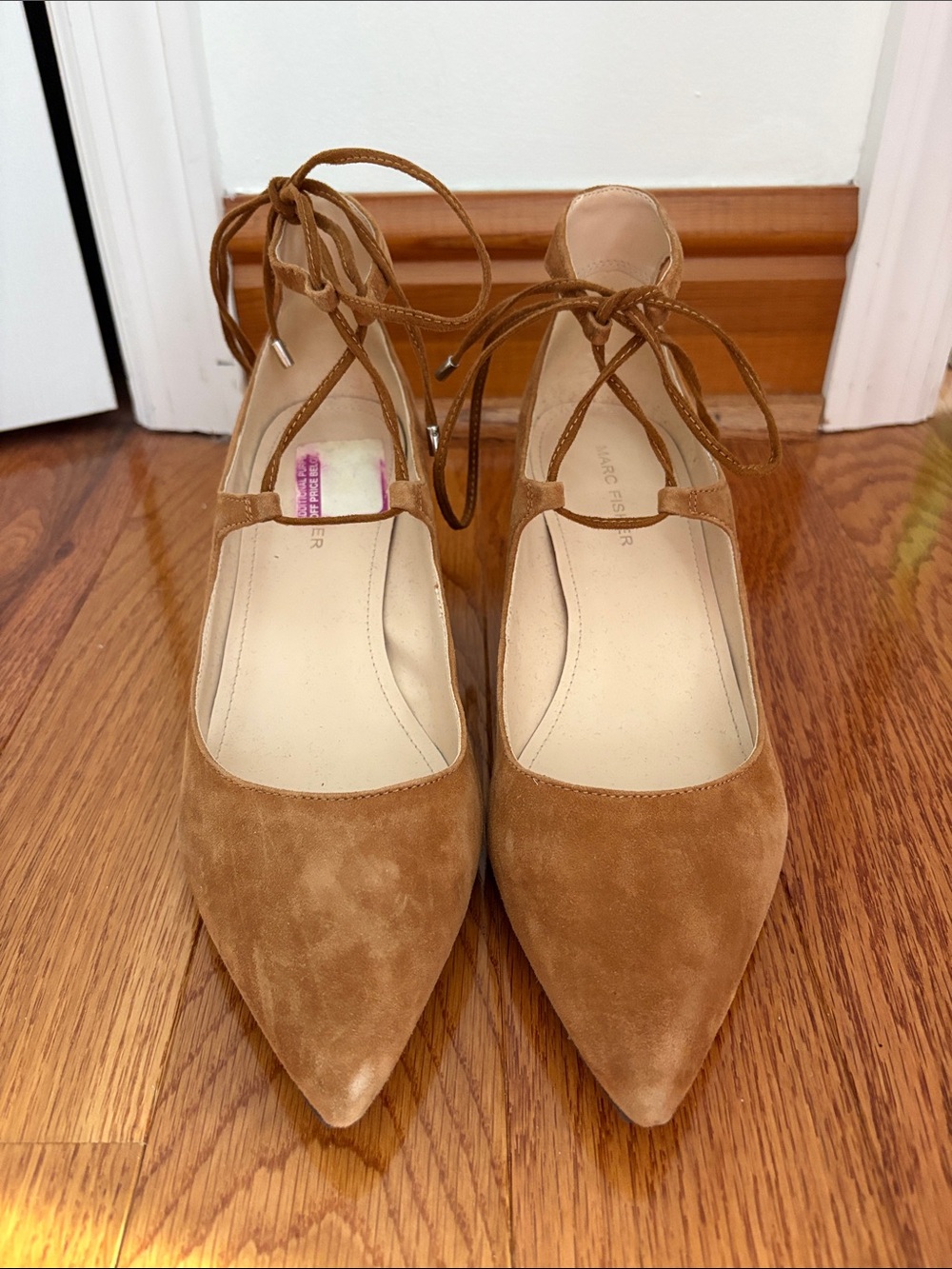 Lace up suede wedges
